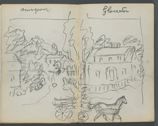 Skissebok, The Dells, nr. 127, side 176 og 177: quot;Uansett - Gloucesterquot;