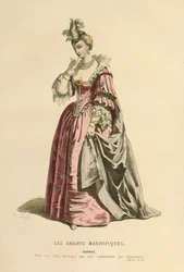 Kostyme for rollen som Eriphile, ca. 1868 (gravering)