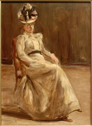 Portrett av en sittende dame i helfigur