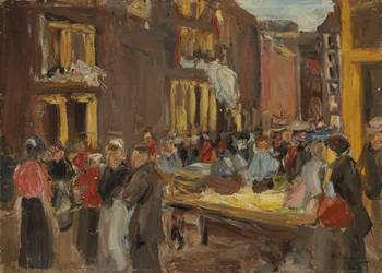 Jødisk kvarter i Amsterdam; Judengasse i Amsterdam, Ecke Jodenbreestraat, 1905