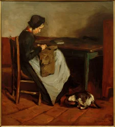 Syjente med katt - nederlandsk interiør