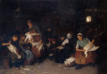 "" Paysannes plumant des oies "" (Kvinner som plukker gjess) Maleri av Max Liebermann (1847-1935) Olje på lerret 1872 Dim 119,5x170 cm Staatliche Museen, Berlin