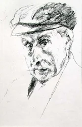 Portrett av en mann med lue, muligens selvportrett, etter 1923 (litho)