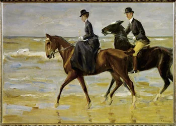 Ryttere på stranden (maleri på lerret)