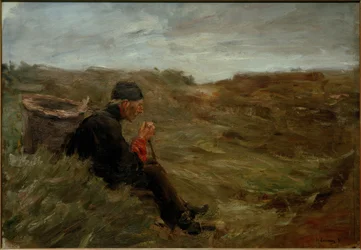 Sittende bonde i sanddynene - 1. utkast