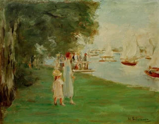 Turgåere på Wannsee-kysten
