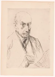 Selvportrett av Max Liebermann, blyant i hånden