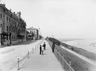 Strelka, sammenløpet av elvene Volga og Oka, Nizhny Novgorod, Russland, 1896