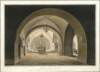 Interiør i Den hellige gravs kirke på stedet for Golgata, 1821