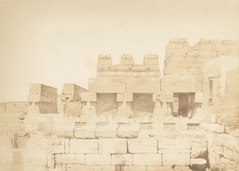 Dueslag bygget på den sørlige søylegangen til palasset til Amenhotep III, i Luxor, Theben, 1849-50.