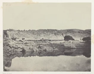 Nordbredden av Nilen (landsbyen Abu-Koli), utsikt tatt nord for Philoe; Nubia, plate 84 fra albumet quot;Egypt, Nubia, Palestina og Syriaquot; (1852)