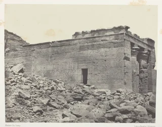 Dandour-tempelet (oldtidens Tantour), dedikert til Osiris-Isis-Horus-triaden; Nubia, plate 93 fra albumet «Egypt, Nubia, Palestina og Syria» (1852)
