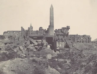 Theben. Karnak-palasset. Granite Sanctuary and Hypostyle Hall, 1850.