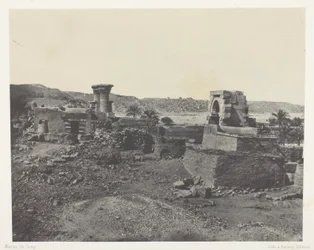 Landsby og tempel på øya Beghe, vest for Philoe; Nubia, plate 81 fra albumet quot;Egypt, Nubia, Palestina og Syriaquot; (1852)