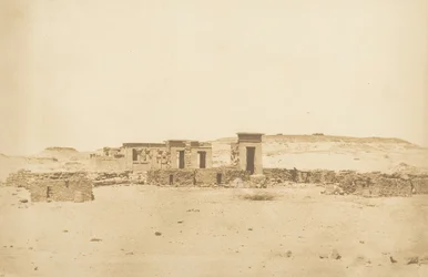 Generell utsikt over tempelet og landsbyen Déboude Parembole, 10. april 1850.