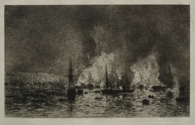Brann i havnen i Bordeaux