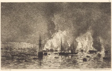 Brann i havnen i Bordeaux