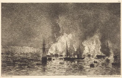 Brann i havnen i Bordeaux