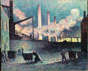Fabrikkskorsteiner i Couillet, 1903