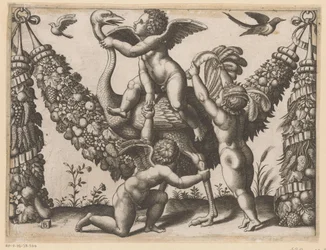Tre putti og en struts Tapetries of the Pope (serietittel) Tapezzerie de Papa (serietittel)