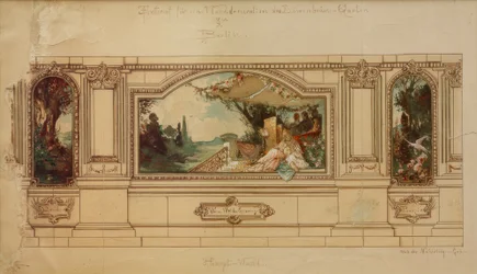 Design for en veggdekorasjon for Löwenbräu-hagen i Berlin