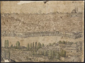 Prospekt av Konstantinopel, ark 14, Melchior Lorck, 1559