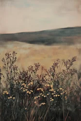 Gullgult jorde med villblomster
