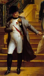 Keiser Napoleon I (1769-1821) besøker Palais-Royal, sete for tribunatet, og avslår planene til arkitektene Beaumont og Fontaine 5.08.1807, detalj av maleriet av Merry Joseph Blondel (1781-1853) 1834 Søn. . 2,27x1,63 m Palais Royal, Paris- The