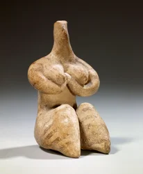 Mesopotamia: Terrakottastatuett av fruktbarhet i Halaf-stil. 4500 f.Kr. Paris, Louvre-museet