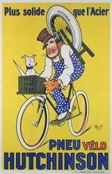 Plakatreklame for Hutchinson sykkeldekk (farge litho)