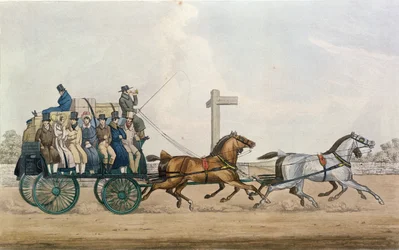 Arriving at the End of a Stage, gravert av J. Harris, 1856