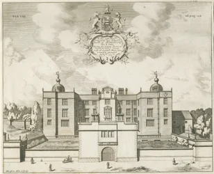 Beaudesert Hall and Park: kobberplategravering, nd [1653-1686]