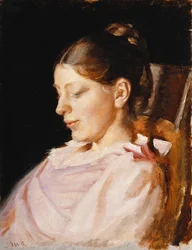 Portrett av Anna Ancher, kunstnerens kone,
