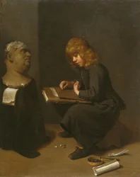 Gutt som tegner en byste av den romerske keiseren Vitellius