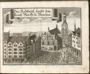 Norsk: Rådhuset med Kreütl. Markkh i München