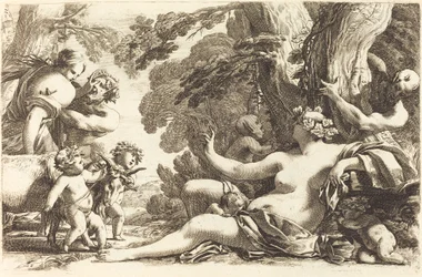 Sittende Bacchante med barn