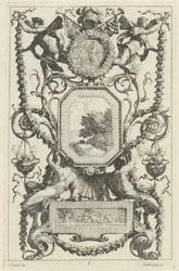 Ornamental panel overbygd av en medaljong med et offer