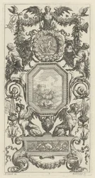 Ornamental panel overbygd av en bevinget harpy
