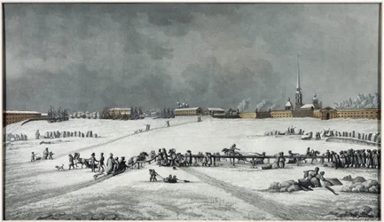 Utsikt over Peter og Paul-festningen (Pierre-et-Paul) - Utsikt over Peter og Paul-festningen - Michel Francois Damam-Demartrait (1763-1827). Akvatint