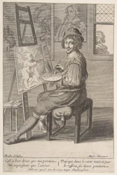 Maler ved et staffeli, 1620-67.