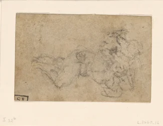 Michelangelo - David og Goliat. Verso styrte arkitekturstudier, ca. 1550–1556, I, 32b