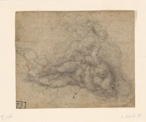Michelangelo - David og Goliat. Verso styrte arkitekturstudier, ca. 1550–1556, I, 32d.
