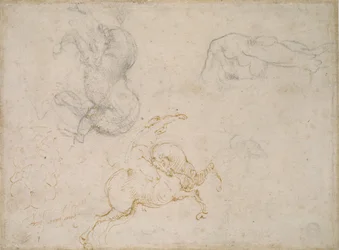 A Horseman charging and other studies, 1500-tallet