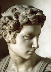 Allegori om dag og natt: detalj om den avdøde. Mausoleet til Giuliano de Medici. Marmor skulptur