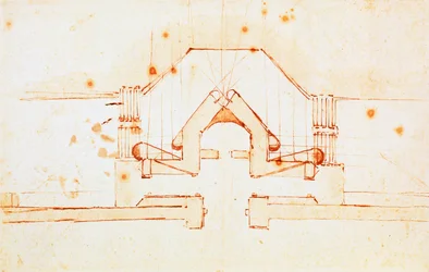 Tegning av festningsverk for Firenze, design av Michelangelo Buonarroti (1475-1564), Italia