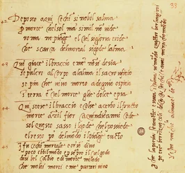 Manuskript av dikt av Michelangelo Buonarroti (1475–1564)
