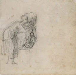 Side fra en skissebok: En kvinne i svart, c1490-1560