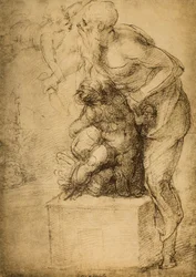 Isaks offer; tegning av Michelangelo. Casa Buonarroti, Firenze