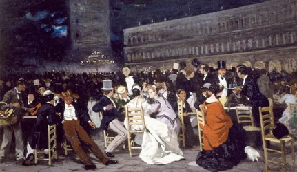 En kafé på Piazza San Marco, av Michele Cammarano