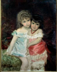 Portrett av Blanche og Amelie Maleri av Michel Gordigiani (1830-1909) 1877 Firenze, Museum of Modern Art